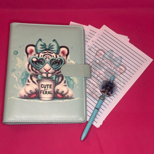 Cute But Feral Binder Bundle — A5 Binder, Matching Paper + Beaded Pen