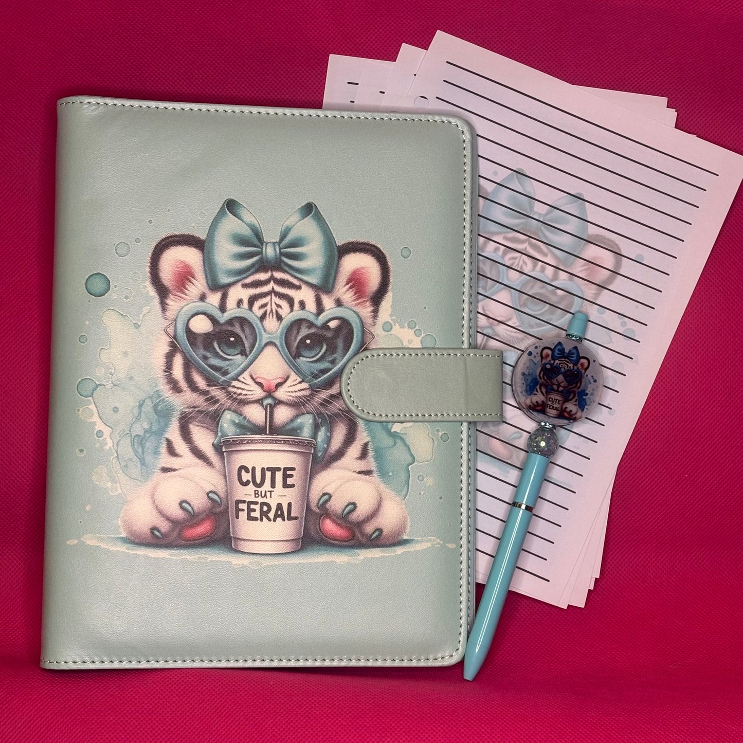 Cute But Feral Binder Bundle — A5 Binder, Matching Paper + Beaded Pen