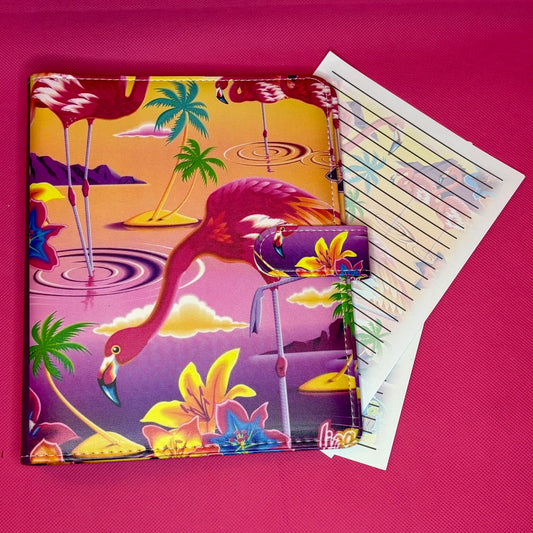 Sunset Lagoon Flamingos Binder Bundle - A5 Binder, Matching Paper & Beaded Pen