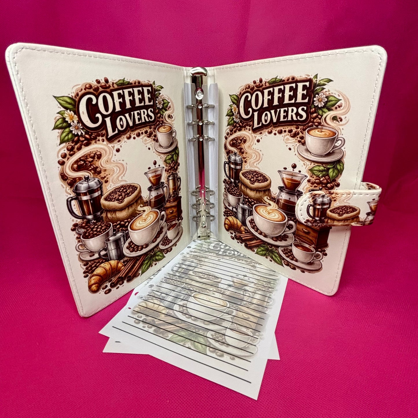 Coffee Lovers Binder Bundle - A5 Binder, Matching Paper & Beaded Pen