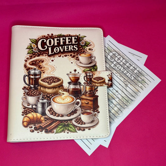 Coffee Lovers Binder Bundle - A5 Binder, Matching Paper & Beaded Pen