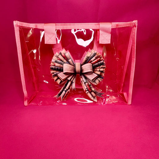 Clear Pink Book Bow PVC Tote