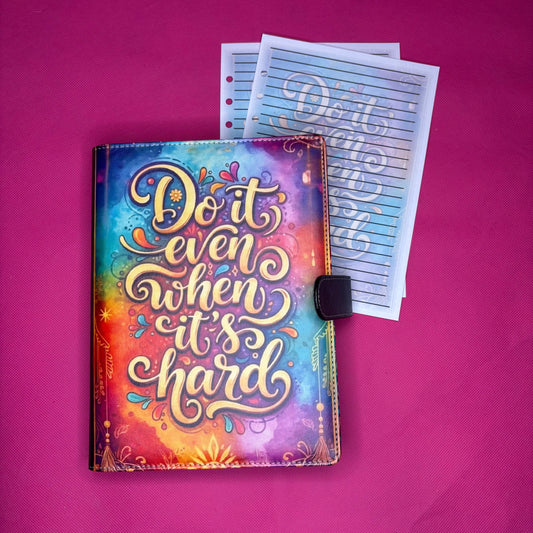 Do It Even When It's Hard Binder Bundle — A5 Binder, Matching Paper & Beaded Pen