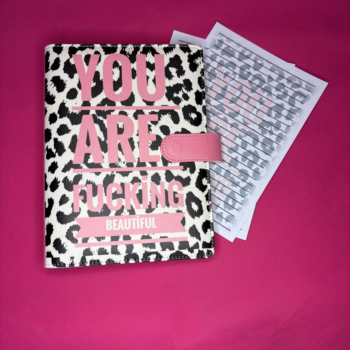 You Are F*cking Beautiful Binder Bundle — A5 Binder, Matching Paper & Beaded Pen