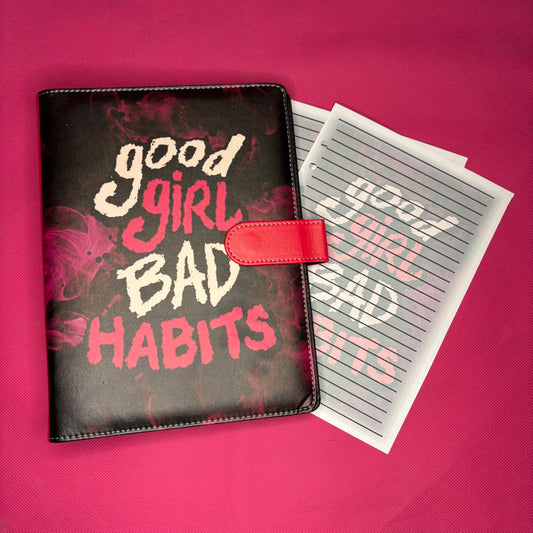 Good Girl, Bad Habits Binder Bundle — A5 Binder, Matching Paper & Beaded Pen