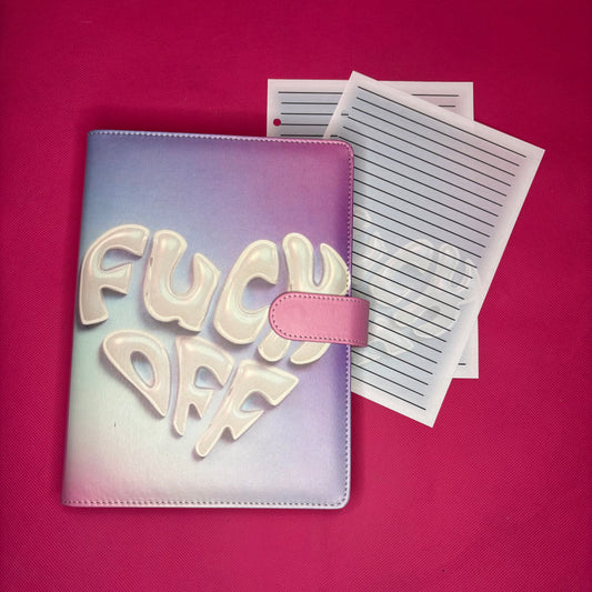 F*ck Off Heart Binder Bundle — A5 Binder, Matching Paper & Beaded Pen