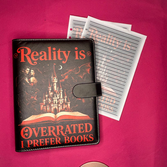 Reality Is Overrated, I Prefer Books Binder Bundle — A5 Binder, Matching Paper & Beaded Pen