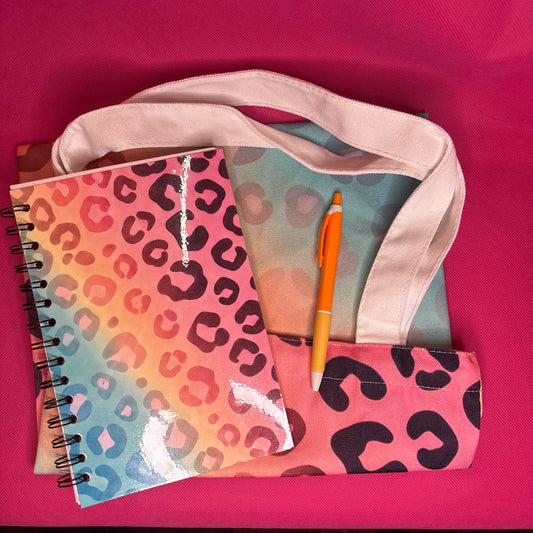 Rainbow Leopard Bundle | Ombre Print Notebook + Tote + Pen