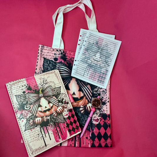 Victorian Halloween Pumpkin XL Bundle — A5 Binder, Matching Paper, Beaded Pen + Canvas Tote