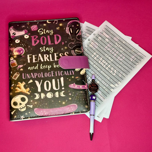 Stay Bold, Stay Fearless Binder Bundle - A5 Binder, Matching Paper & Beaded Pen