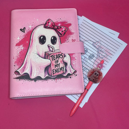 Tears of My Enemy Binder Bundle — Pink Ghost A5 Binder, Matching Paper + Beaded Pen | Only 1 Available