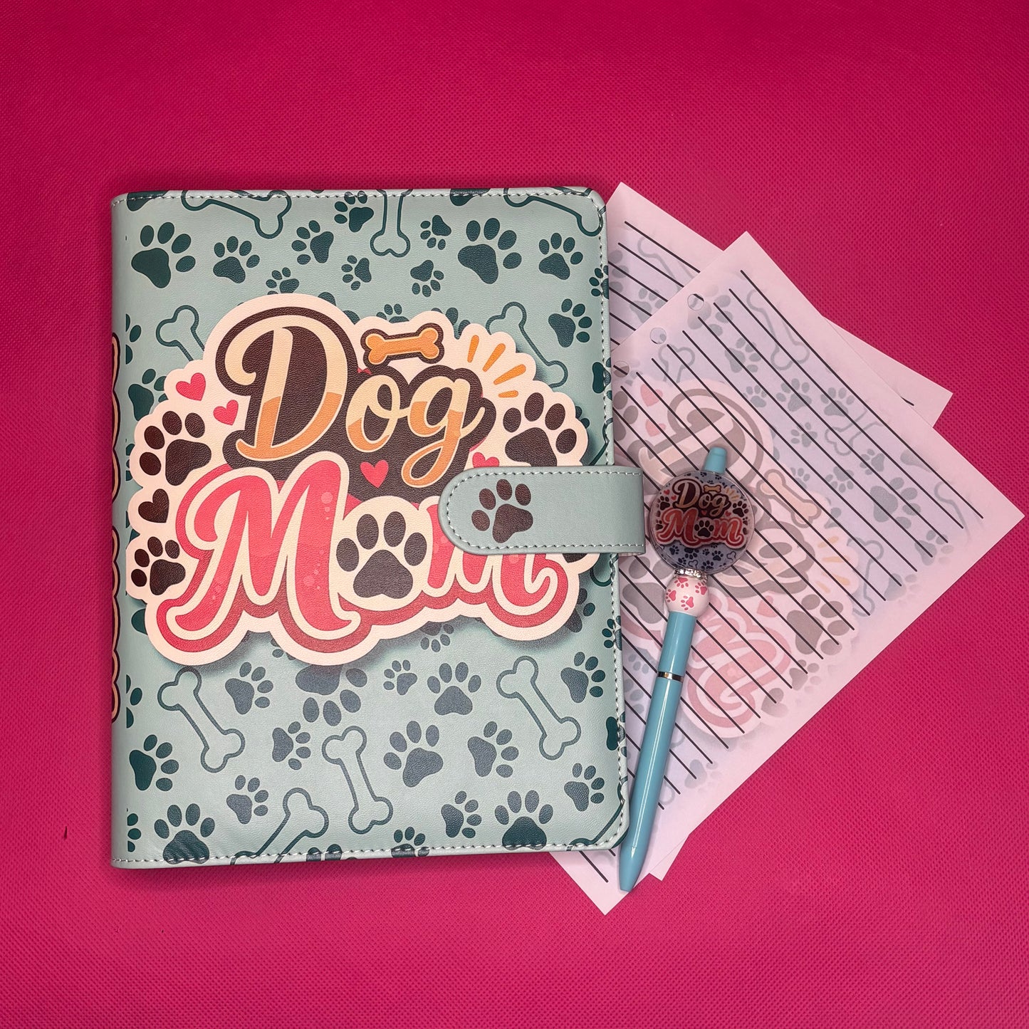 Dog Mom Binder Bundle — A5 Binder, Matching Paper + Beaded Pen | Only 1 Available