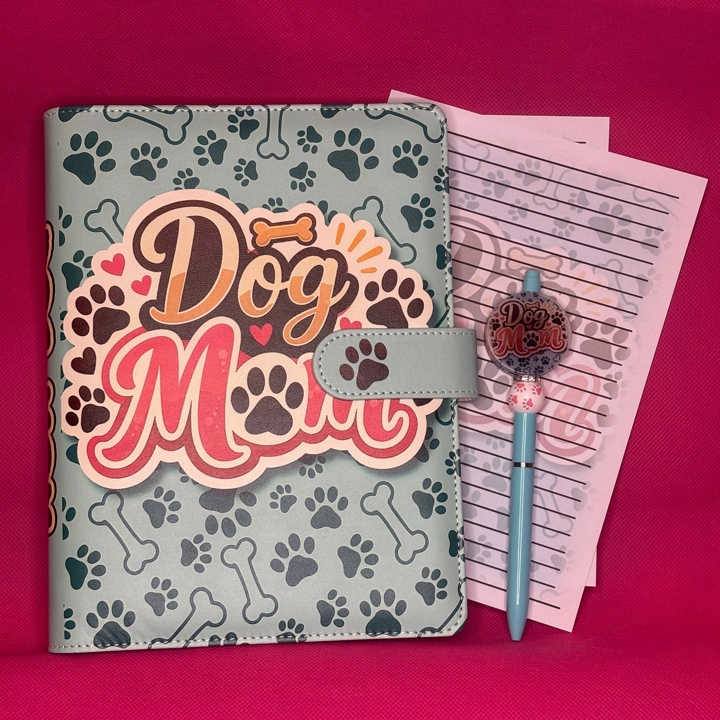 Dog Mom Binder Bundle — A5 Binder, Matching Paper + Beaded Pen | Only 1 Available