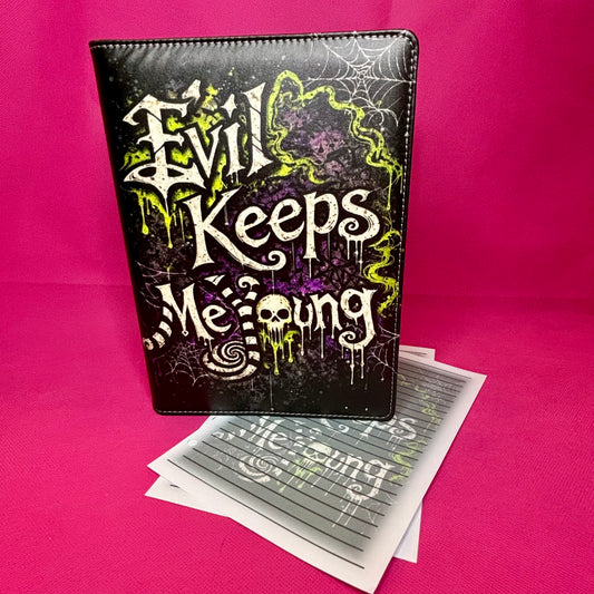 Evil Keeps Me Young Binder Bundle - A5 Binder, Matching Paper & Beaded Pen