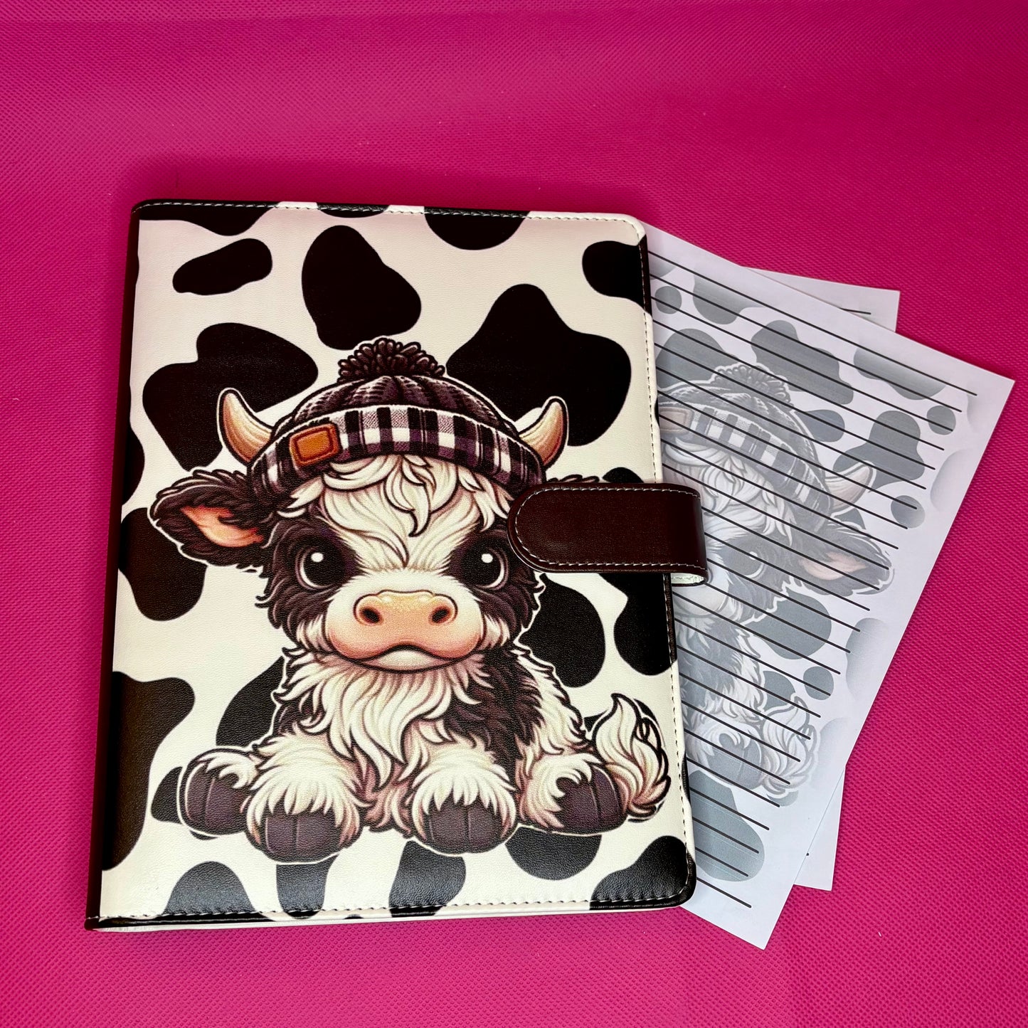 Cozy Cow Binder Bundle - A5 Binder, Matching Paper & Beaded Pen