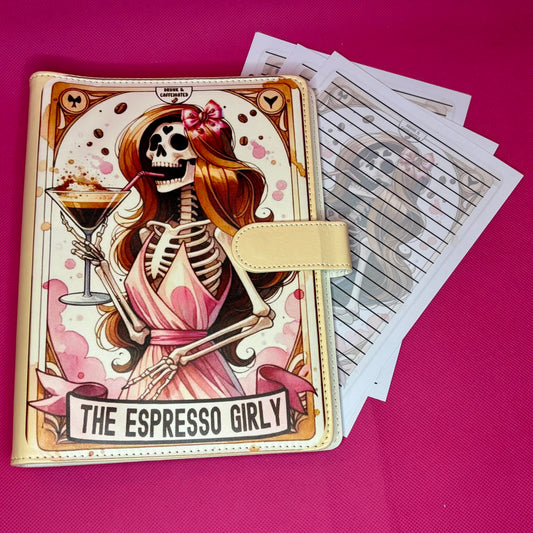 The Espresso Girly Binder Bundle - A5 Binder, Matching Paper & Beaded Pen