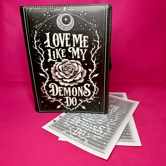 Love Me Like My Demons Do Binder Bundle - A5 Binder, Matching Paper & Beaded Pen