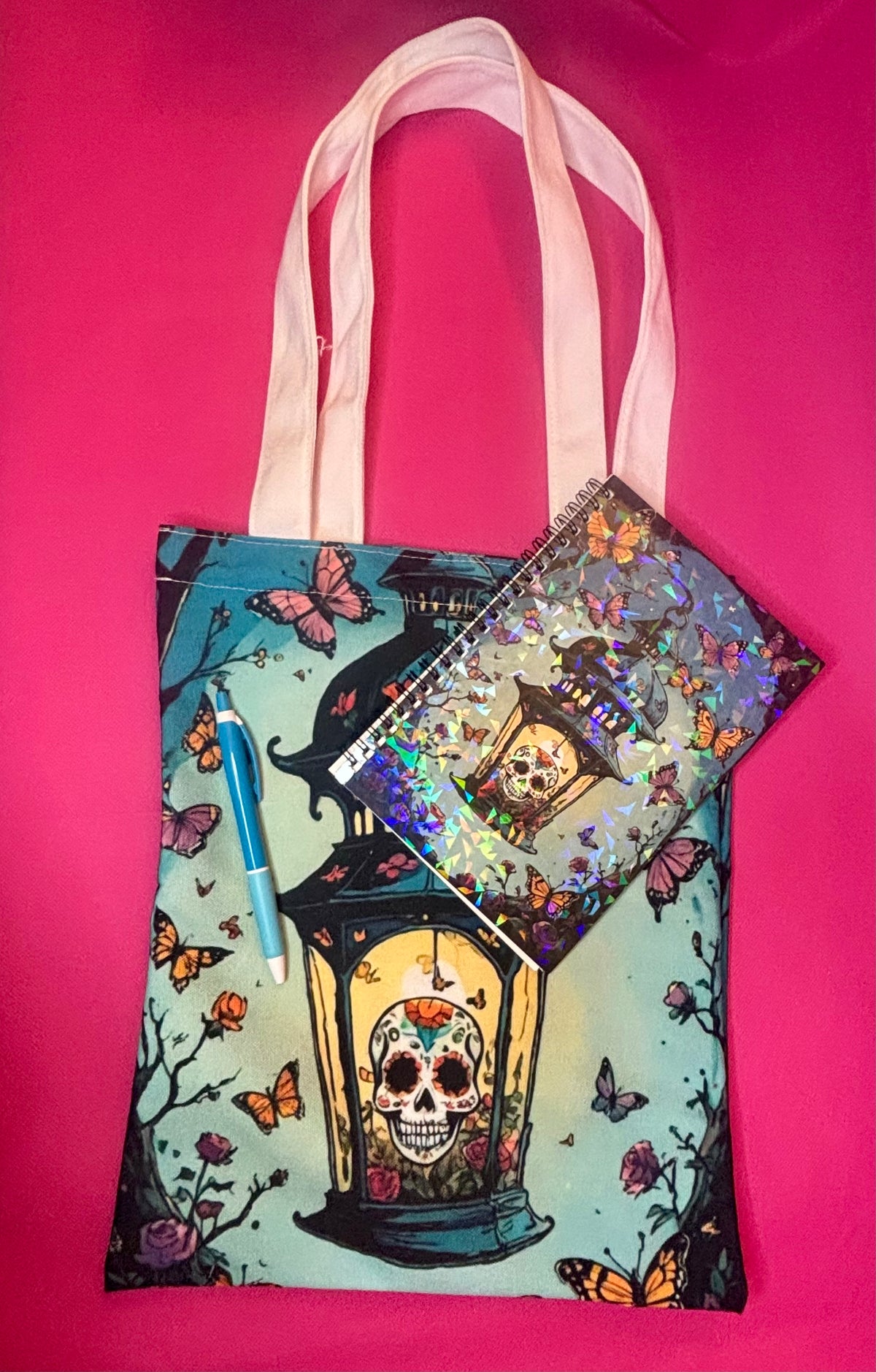 Skull Lantern Mini Bundle — Notebook, Tote & Pen