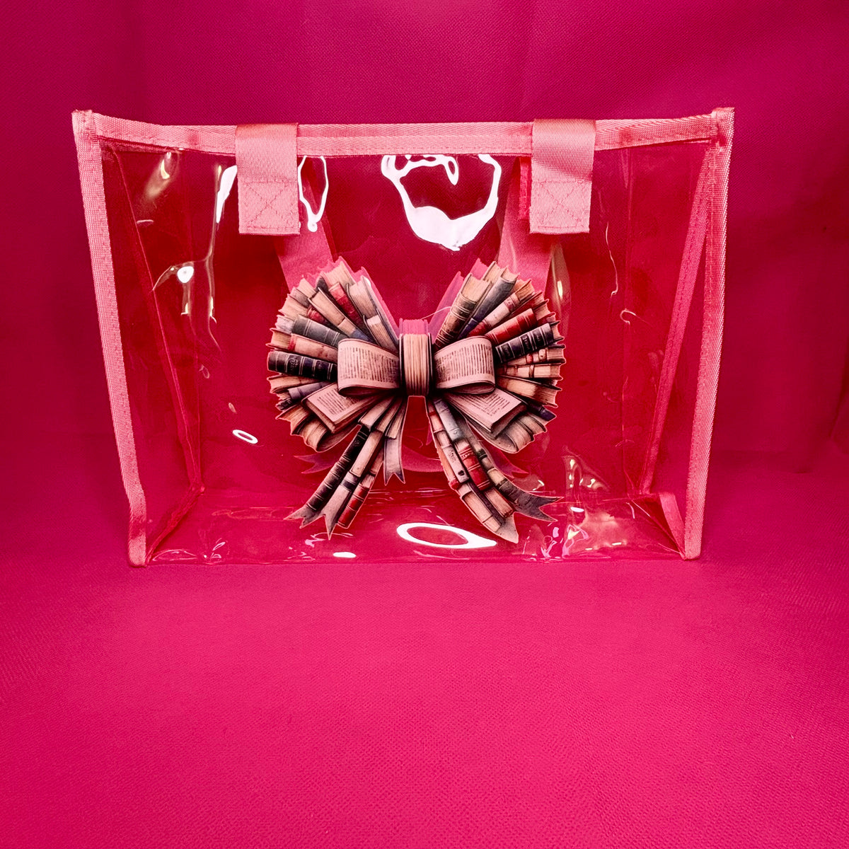 Clear Pink Book Bow PVC Tote