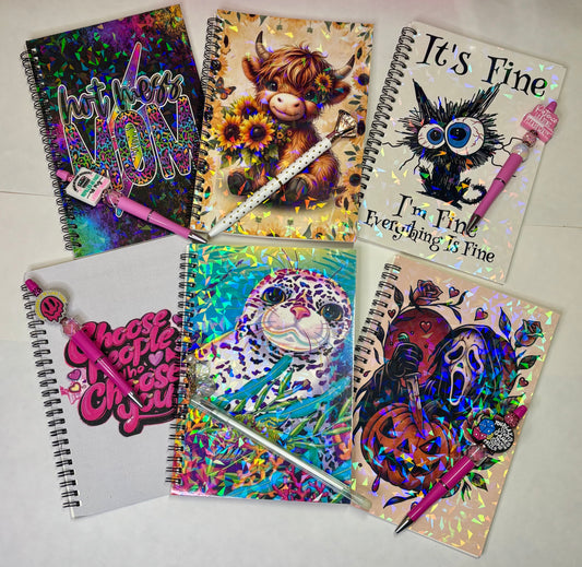 Notebook & Pen Combo — Choose Your Design | Spiral Journal + Pen Set