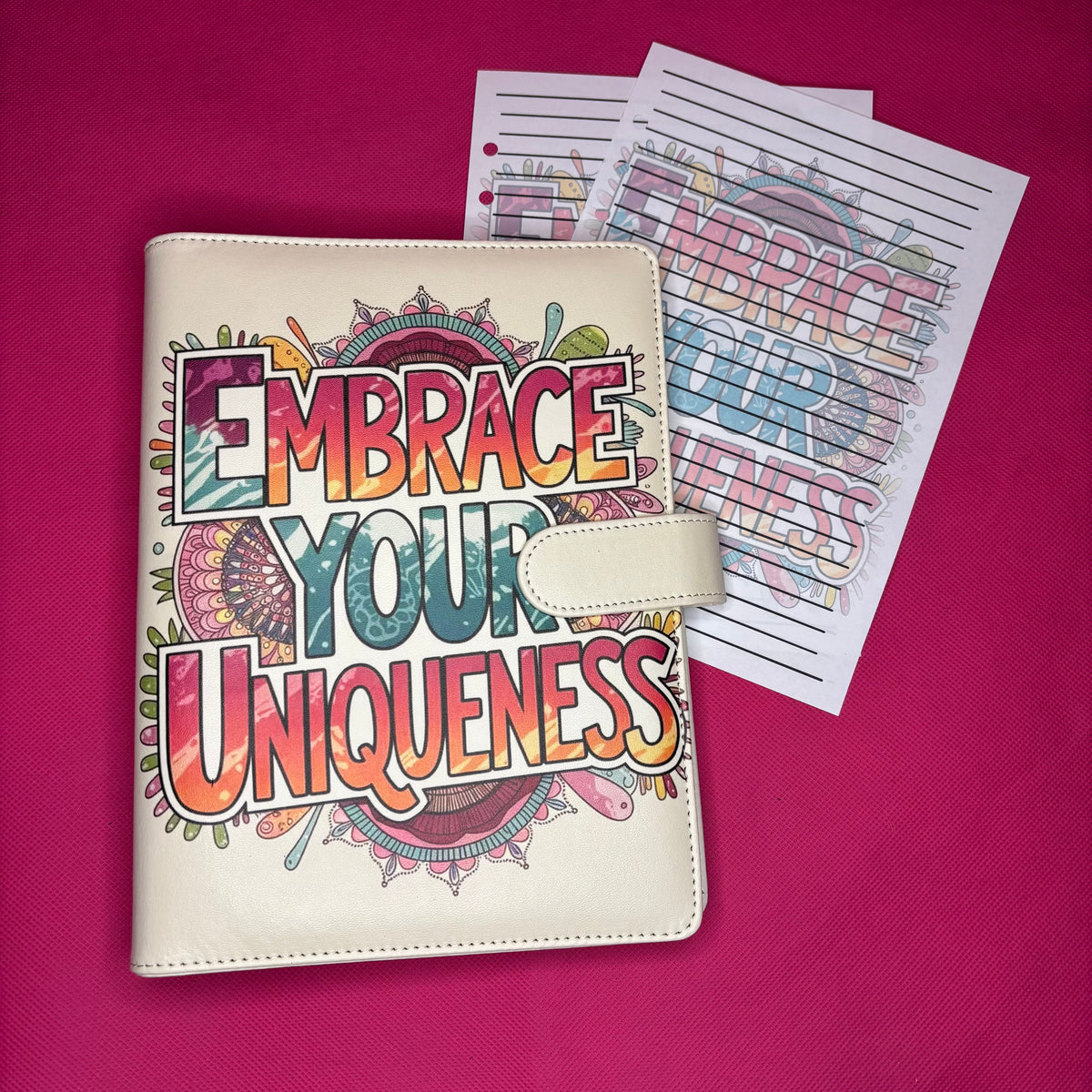 Embrace Your Uniqueness Binder Bundle — A5 Binder, Matching Paper & Beaded Pen