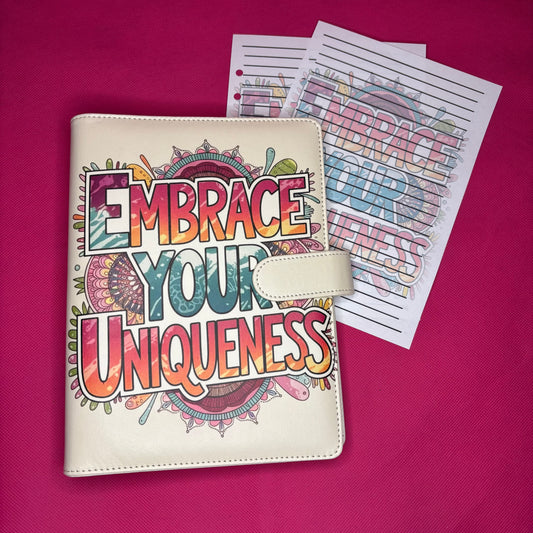 Embrace Your Uniqueness Binder Bundle — A5 Binder, Matching Paper & Beaded Pen