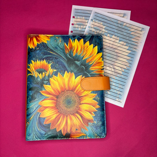 Sunflowers Binder Bundle — A5 Binder, Matching Paper & Beaded Pen