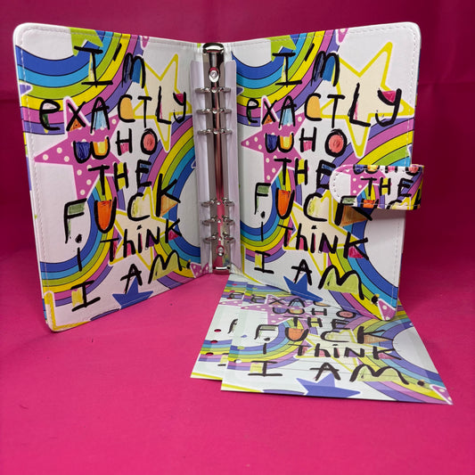 I'm Exactly Who the F*ck I Think I Am Binder Bundle — Double-Printed A5 Binder, Matching Paper & Beaded Pen
