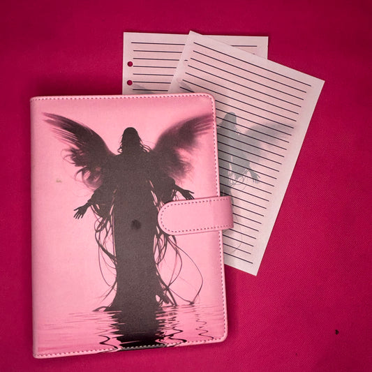 Pink Fallen Angel Binder Bundle — A5 Binder, Matching Paper & Beaded Pen