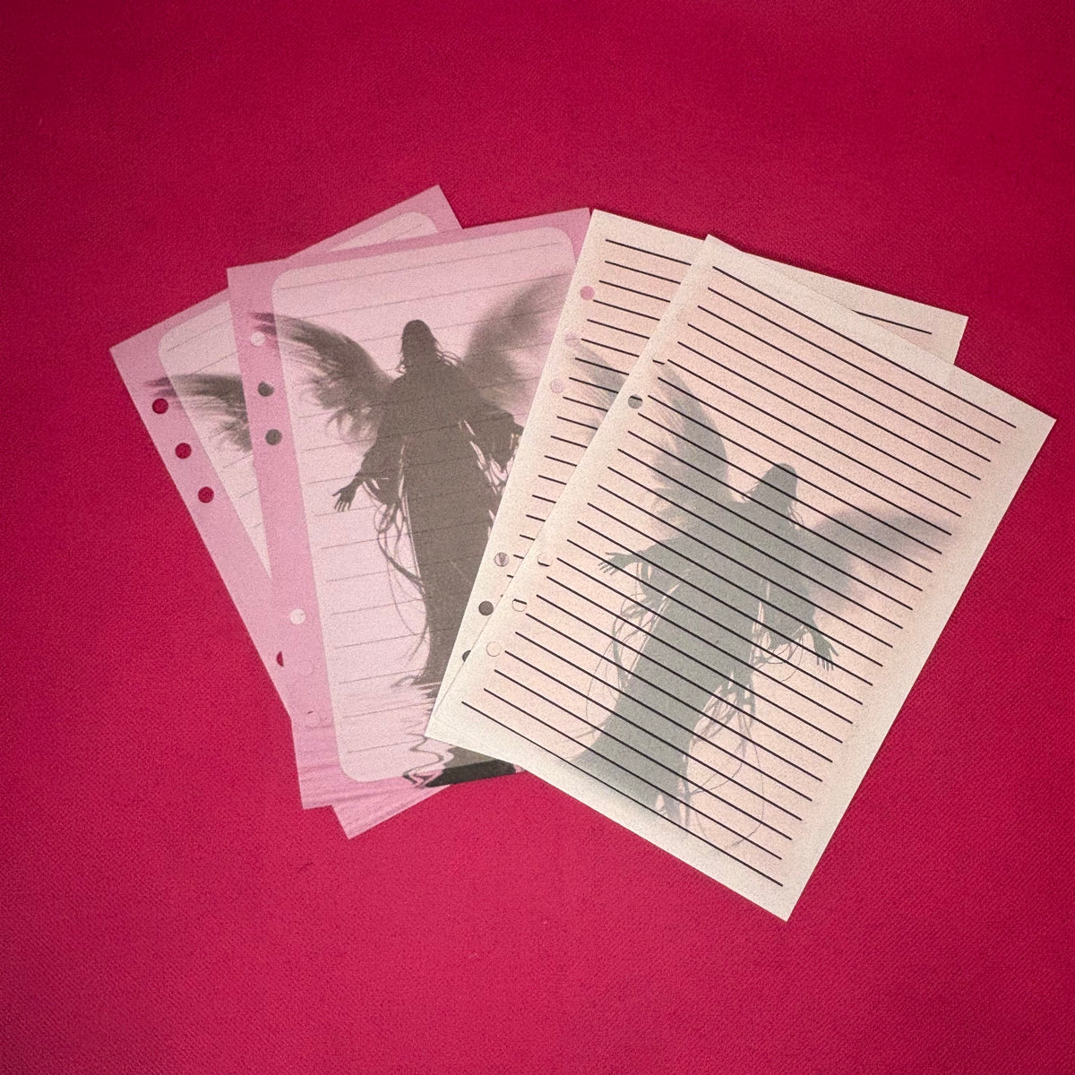 Pink Fallen Angel Binder Bundle — A5 Binder, Matching Paper & Beaded Pen