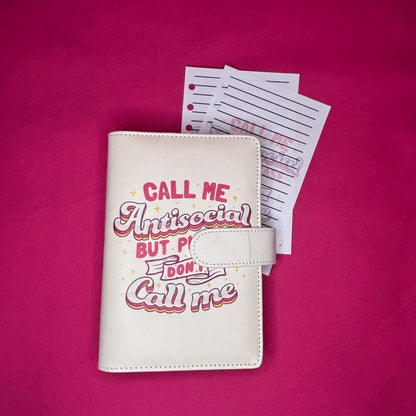 Call Me Antisocial But Please Don't Call Me A6 Binder Bundle — A6 Binder, Matching Paper & Beaded Pen