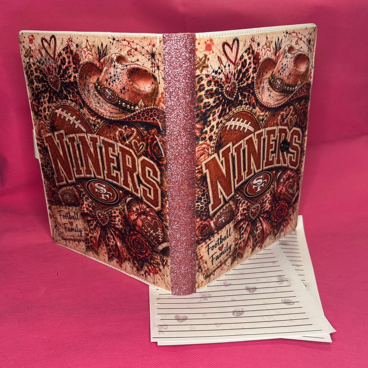 Fully Custom PU Leather 6-Ring Binder | Your Design + Matching Beaded Pen + 100 Sheets | A5 or A6