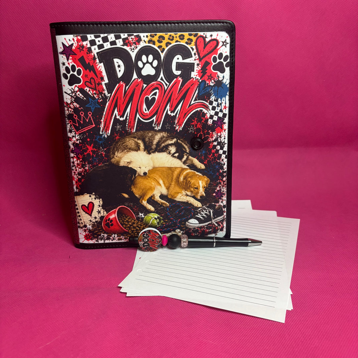 Fully Custom PU Leather 6-Ring Binder | Your Design + Matching Beaded Pen + 100 Sheets | A5 or A6