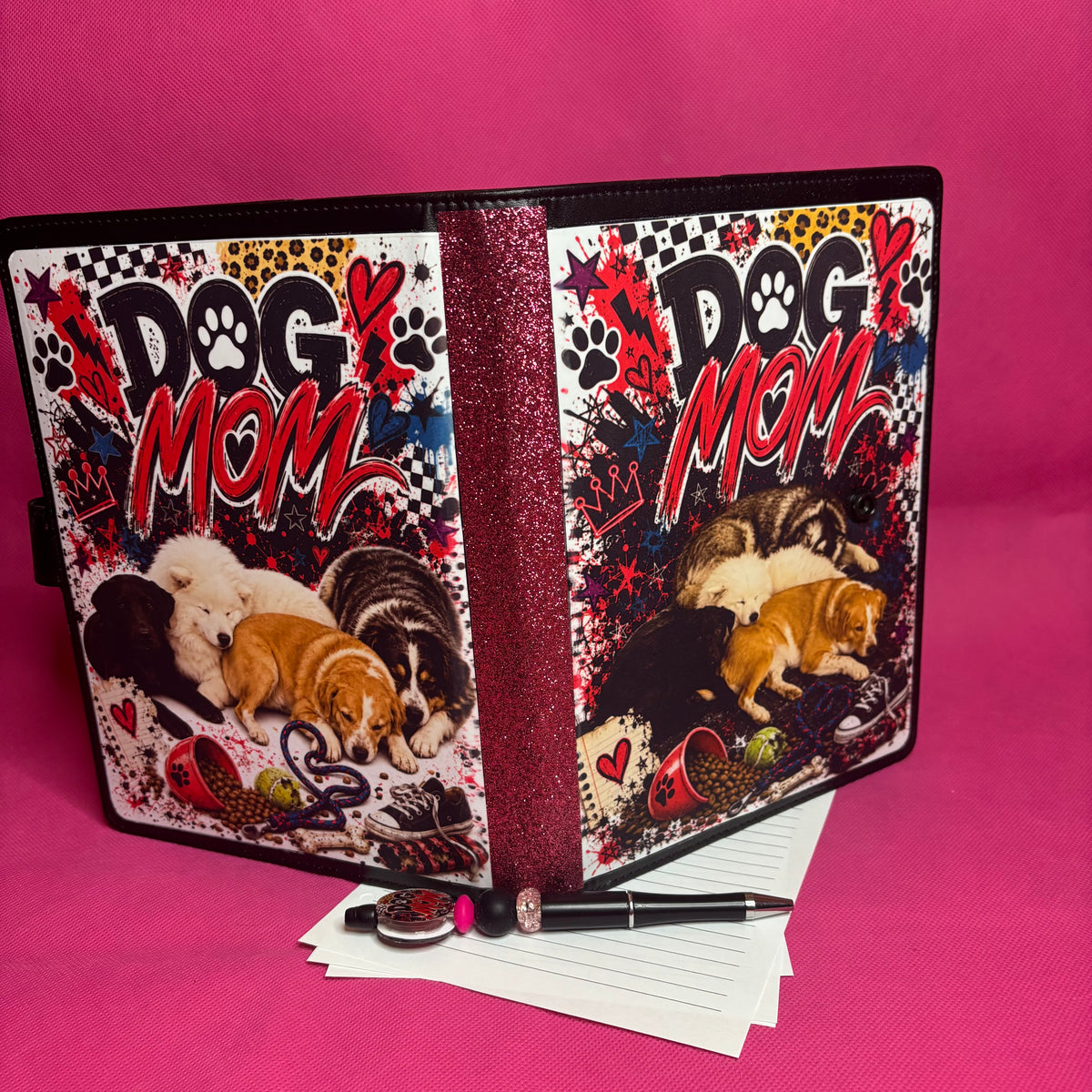 Fully Custom PU Leather 6-Ring Binder | Your Design + Matching Beaded Pen + 100 Sheets | A5 or A6