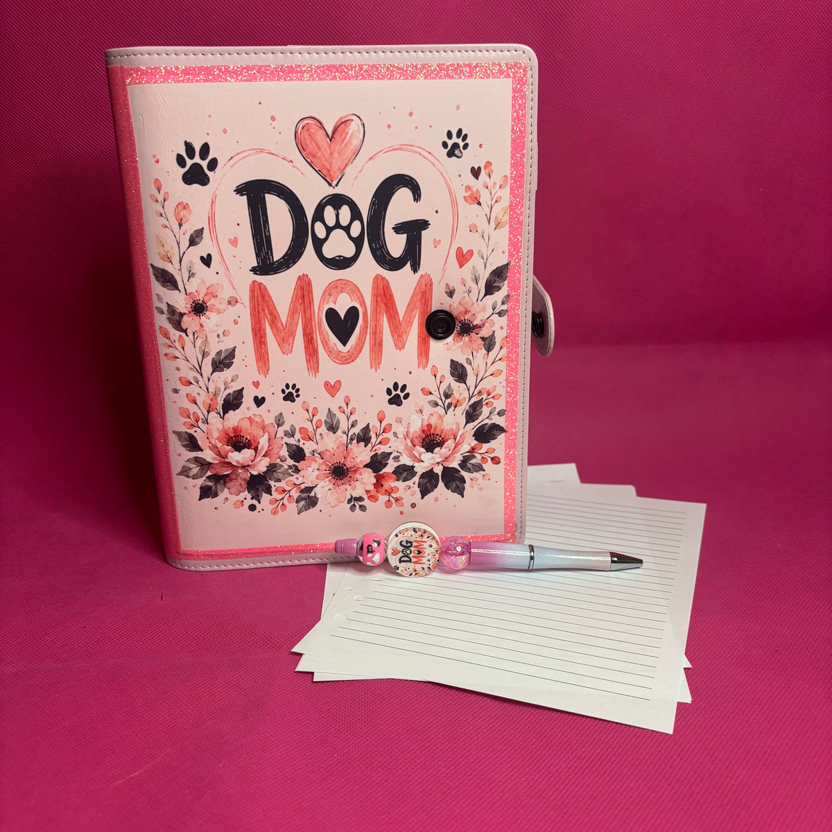 Fully Custom PU Leather 6-Ring Binder | Your Design + Matching Beaded Pen + 100 Sheets | A5 or A6