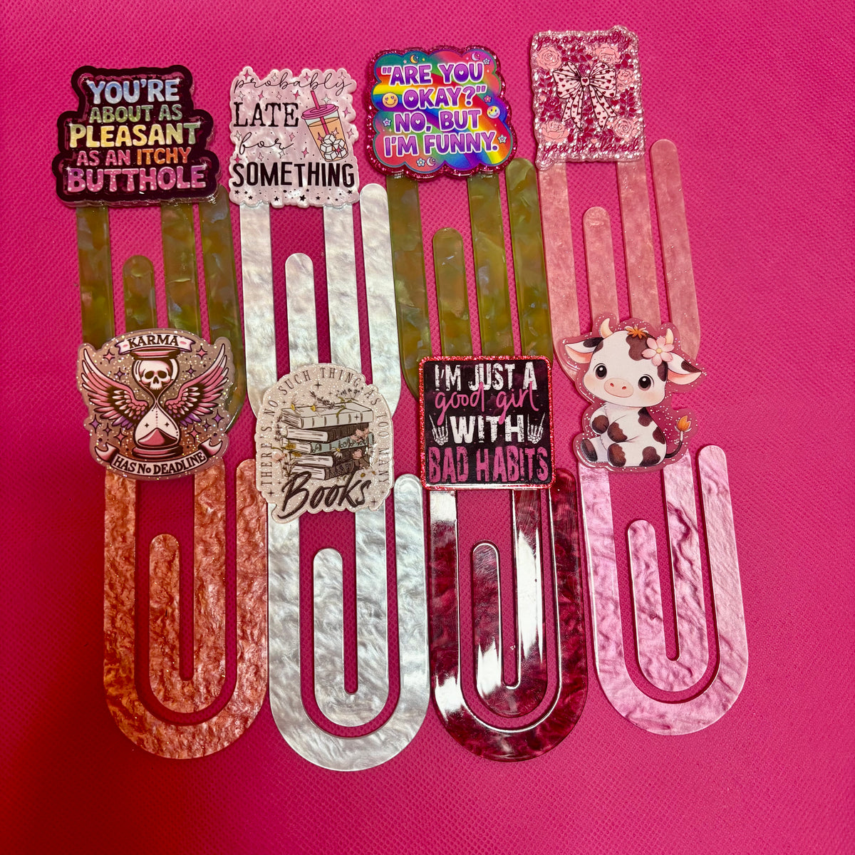 Acrylic Bookmark Paperclip | Oversized Bookmark for Books, Binders & Planners | Unique Designs
