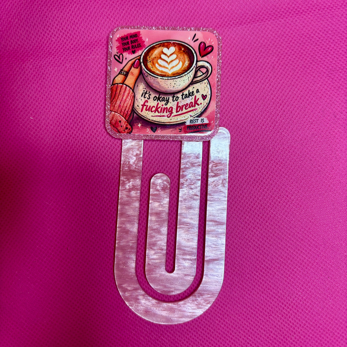 Acrylic Bookmark Paperclip | Oversized Bookmark for Books, Binders & Planners | Unique Designs