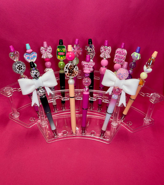 Acrylic Bead Pens | Sparkle-Forward Beaded Pens with Character Toppers | Handmade