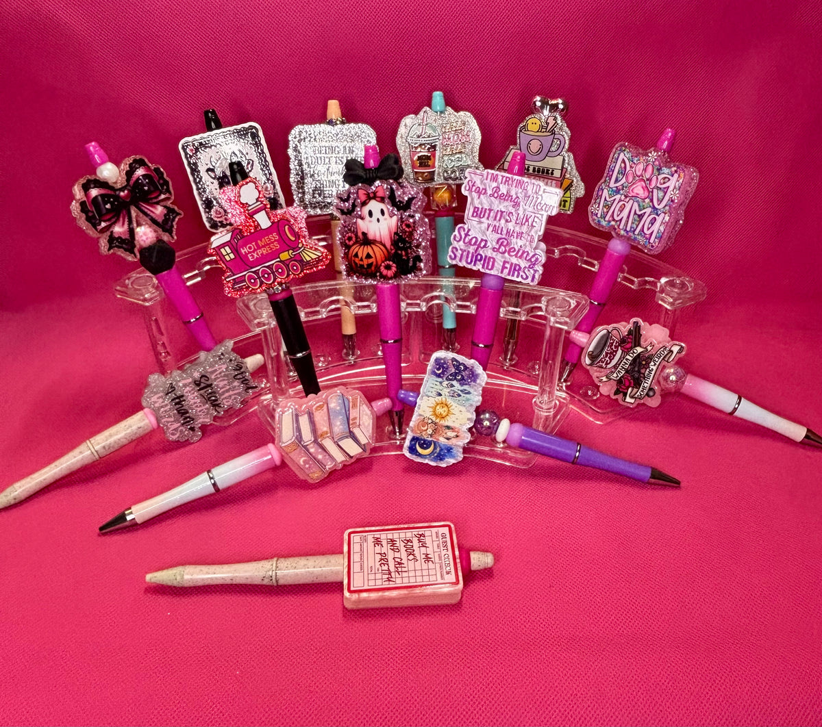 Handmade Cutesy Bead Pens | Two-Sided Acrylic Toppers | Coquette, Soft Aesthetic & Sweet Designs