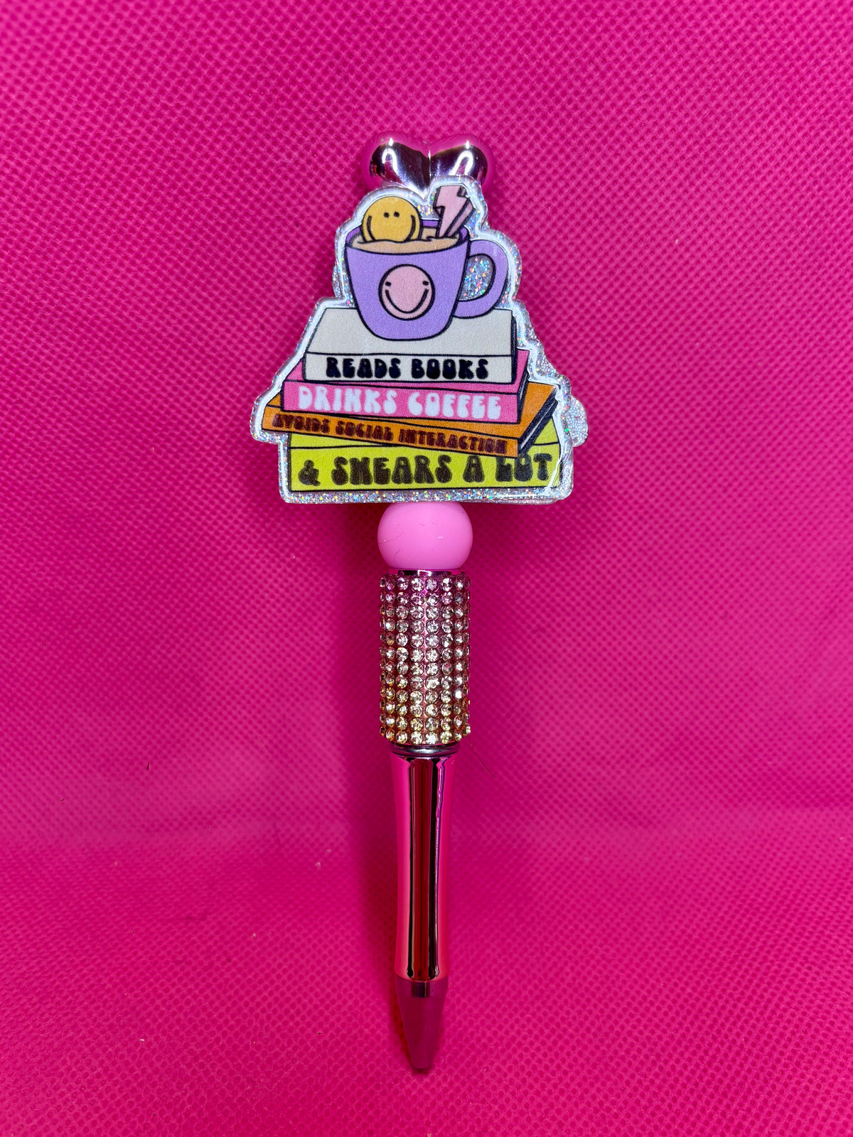 Handmade Bookish Bead Pens | Two-Sided Acrylic Toppers | Book Lover, Romantasy & BookTok Designs