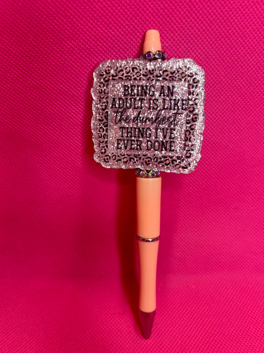 Handmade Sassy Bead Pens | Two-Sided Acrylic Toppers | Adult Humor, Mom Life & "Leave Me Alone" Designs