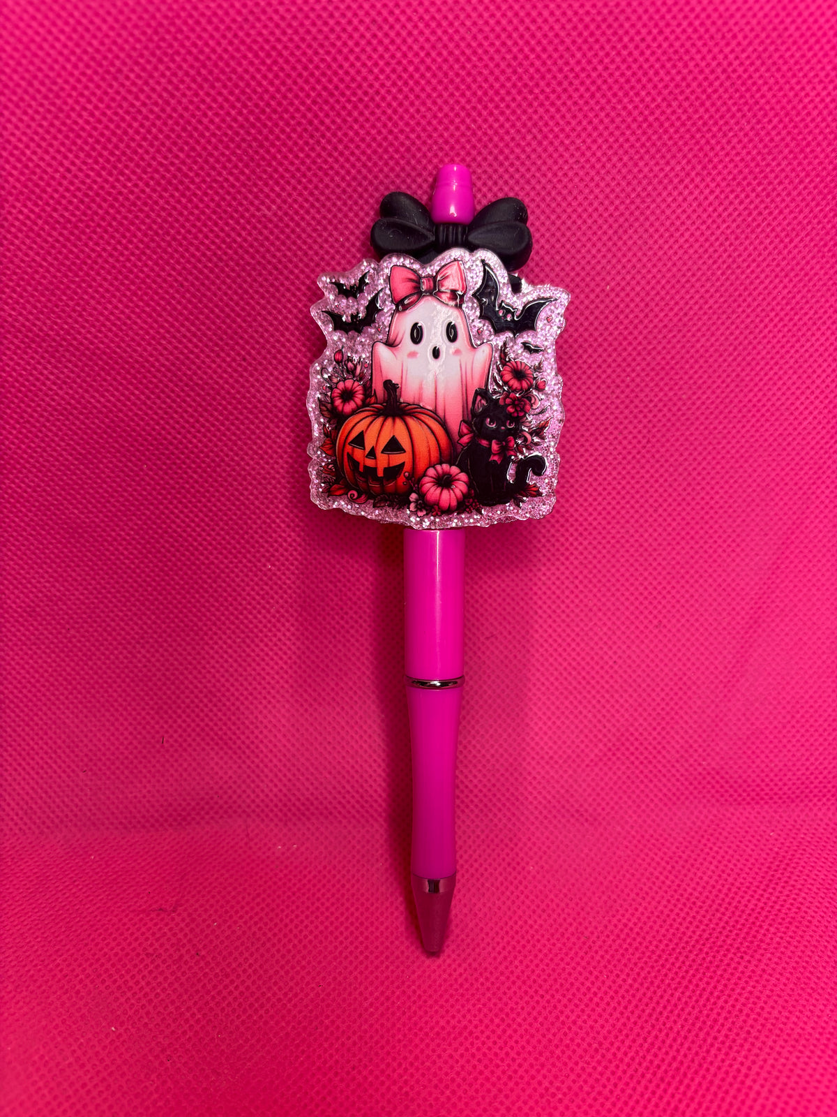 Handmade Halloween Bead Pens | Spooky Cute Two-Sided Acrylic Toppers | Ghost, Pumpkin & Witchy Designs