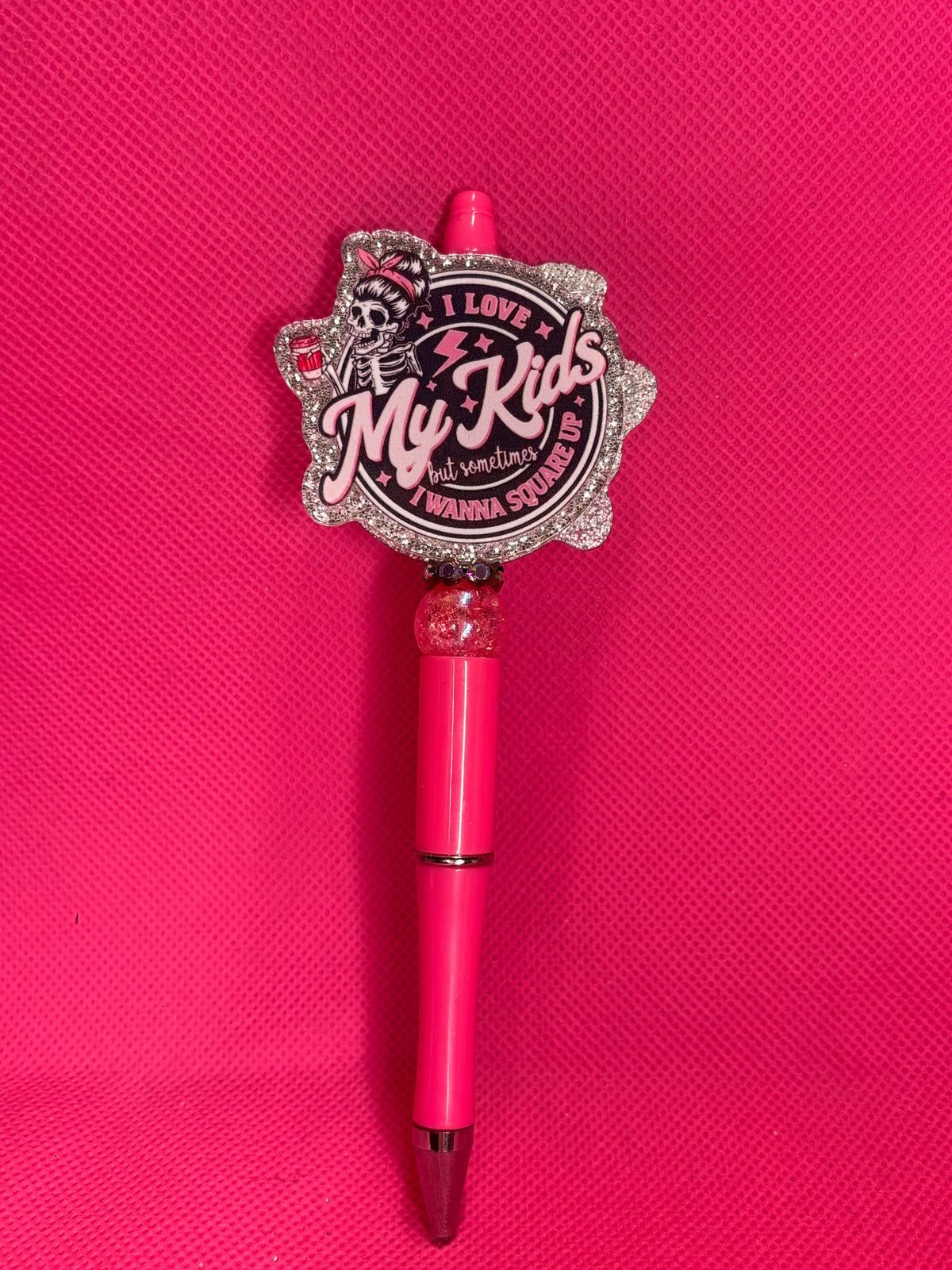 Handmade Sassy Bead Pens | Two-Sided Acrylic Toppers | Adult Humor, Mom Life & "Leave Me Alone" Designs