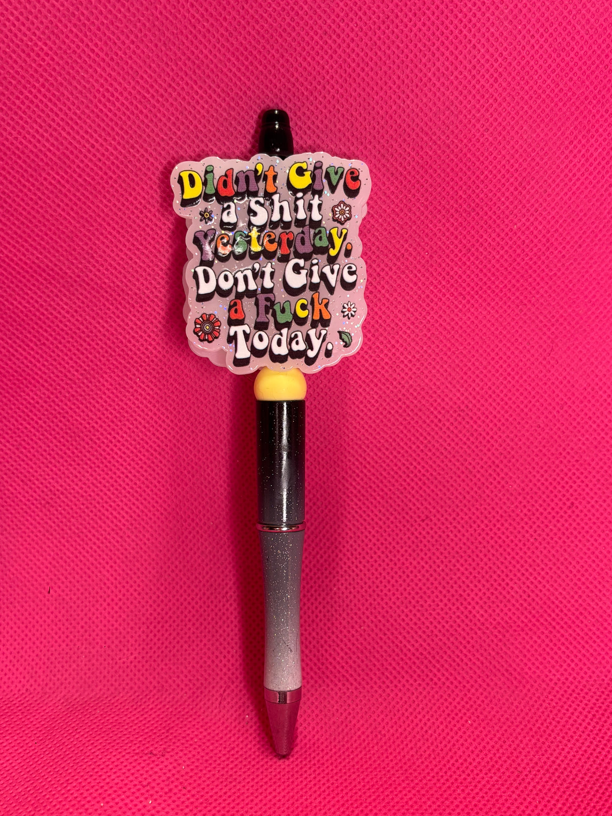 Handmade Sassy Bead Pens | Two-Sided Acrylic Toppers | Adult Humor, Mom Life & "Leave Me Alone" Designs