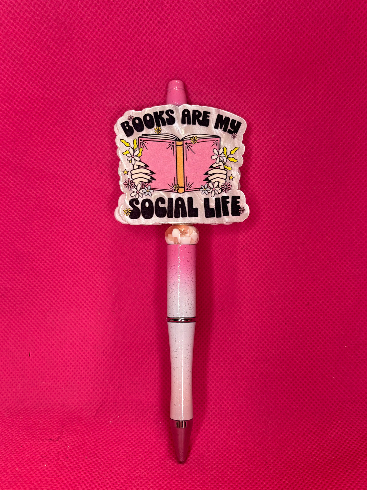 Handmade Bookish Bead Pens | Two-Sided Acrylic Toppers | Book Lover, Romantasy & BookTok Designs