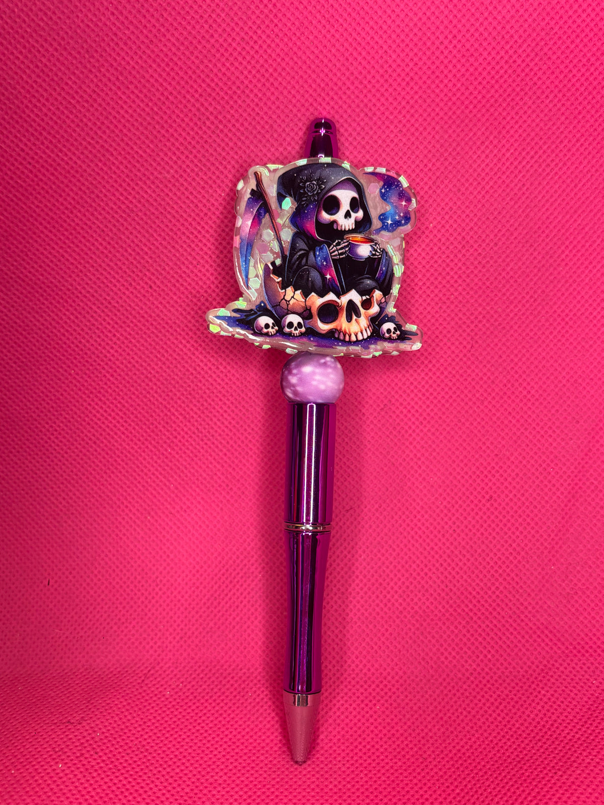 Handmade Halloween Bead Pens | Spooky Cute Two-Sided Acrylic Toppers | Ghost, Pumpkin & Witchy Designs
