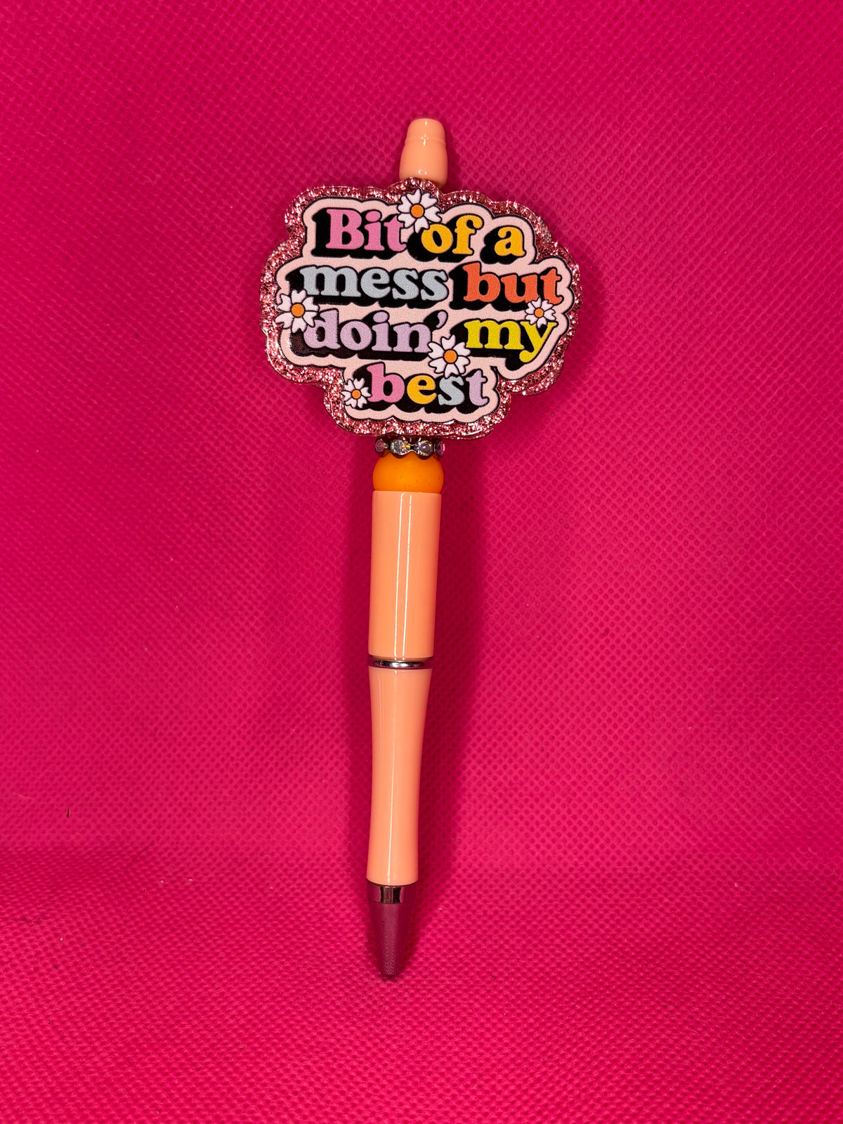 Handmade Sassy Bead Pens | Two-Sided Acrylic Toppers | Adult Humor, Mom Life & "Leave Me Alone" Designs