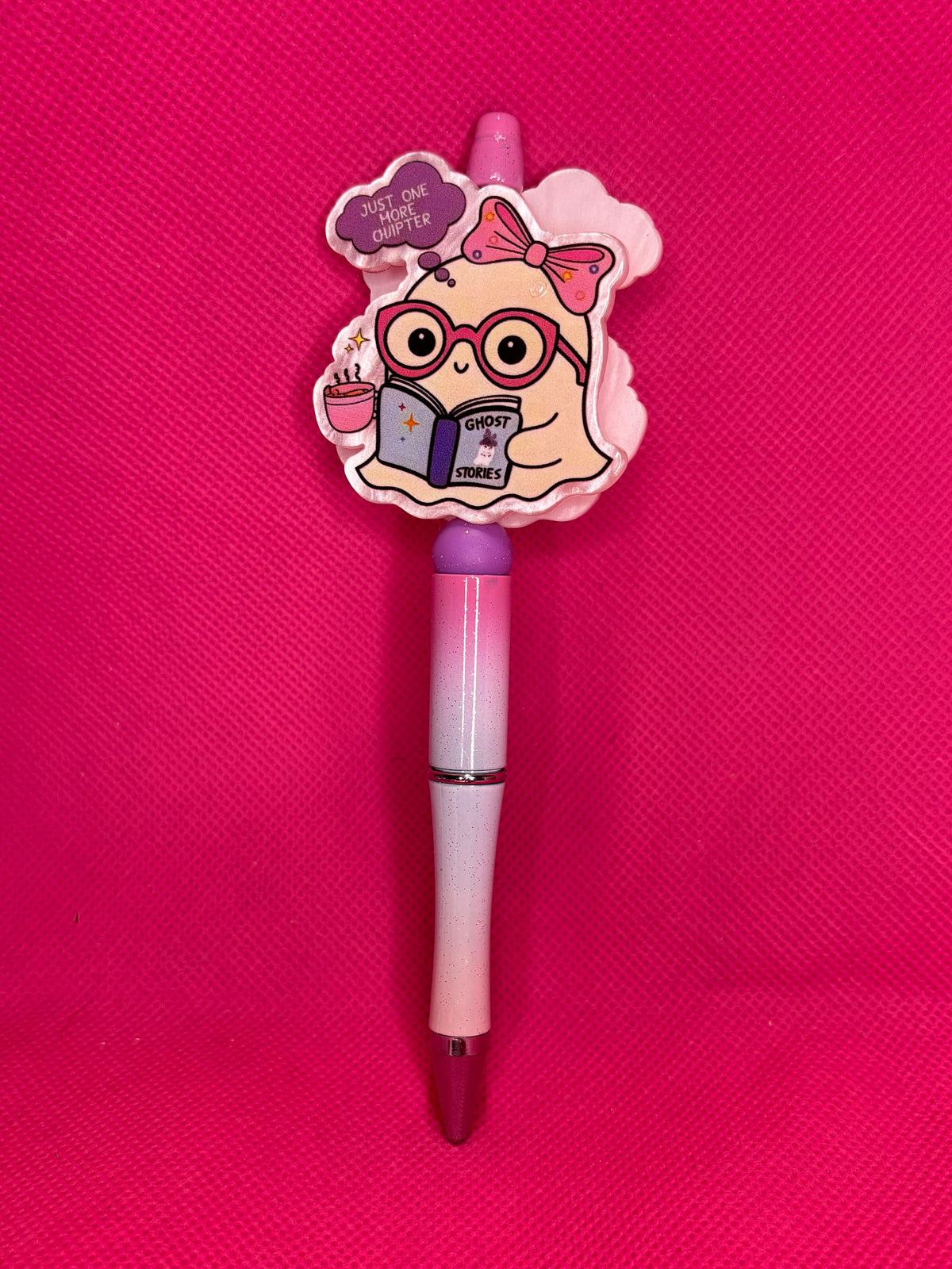 Handmade Halloween Bead Pens | Spooky Cute Two-Sided Acrylic Toppers | Ghost, Pumpkin & Witchy Designs