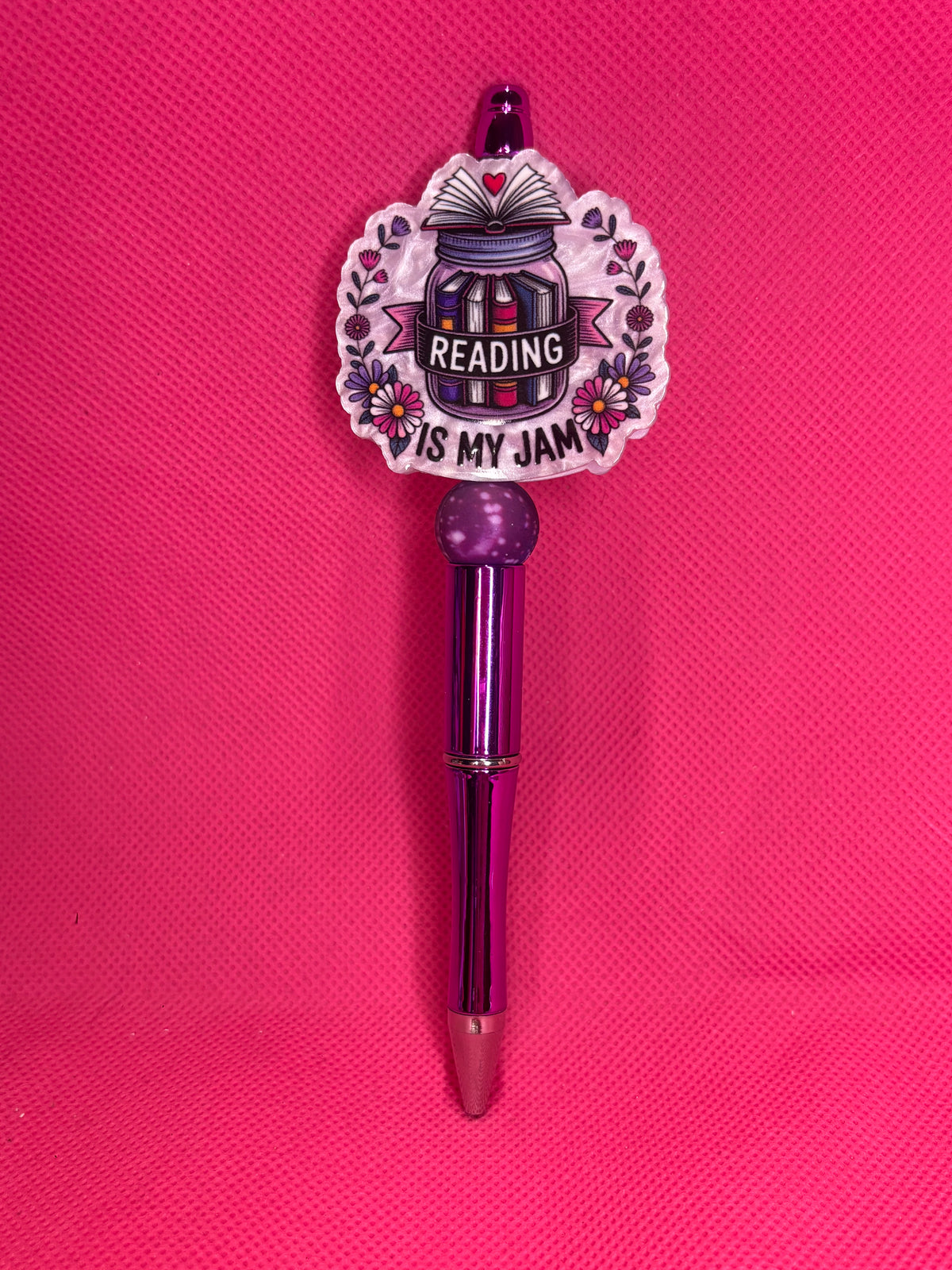 Handmade Bookish Bead Pens | Two-Sided Acrylic Toppers | Book Lover, Romantasy & BookTok Designs