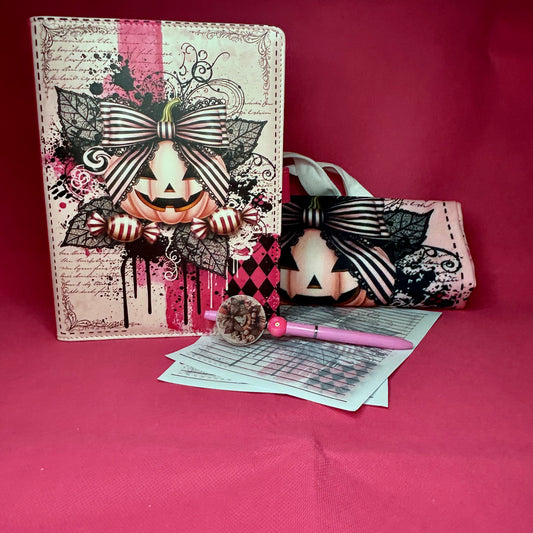 Victorian Halloween Pumpkin XL Bundle — A5 Binder, Matching Paper, Beaded Pen + Canvas Tote